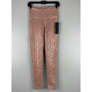 Mono B Women Small Pink Leopard Print Athletic Leggings Casual Party Workout